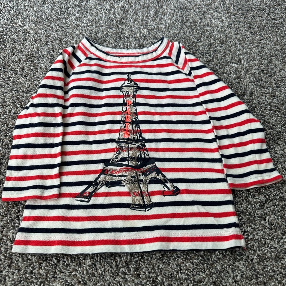 Crewcuts kids striped Paris long sleeve top size 2